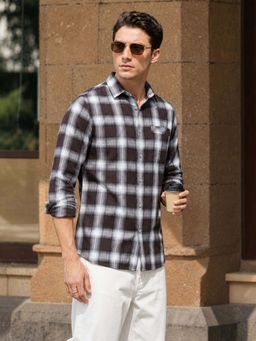 The Indian Garage Co - Men Slim Fit Checks Maroon Casual Shirt