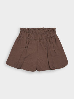 Mi Arcus - 100% Cotton Solid Shorts For Girls- Brown