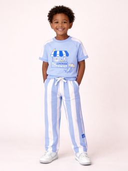 Mi Arcus - Cotton Printed T Shirt With Pyjama- Blue