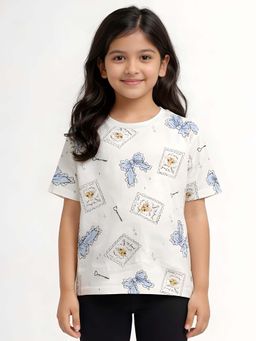ANTHRILO - Bow Key Cat Short Sleeve Girls T-Shirt - White