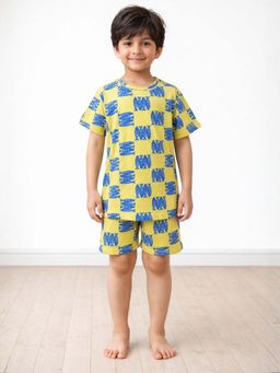 ANTHRILO - Fish Short Sleeve T-Shirt And Shorts - Yellow