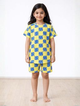 ANTHRILO - Girls Fish Short Sleeve T-Shirt And Shorts - Yellow