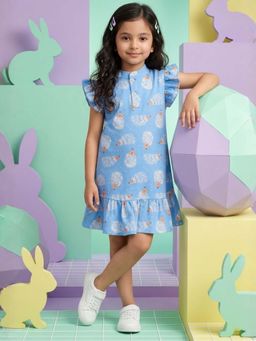 ANTHRILO - Hedgehog Girls Summer Frill Dress - Blue