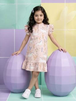 ANTHRILO - Unicorn Garden Girls Summer Frill Dress - Pink