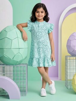 ANTHRILO - Football Abstract Girls Summer Frill Dress - Sky