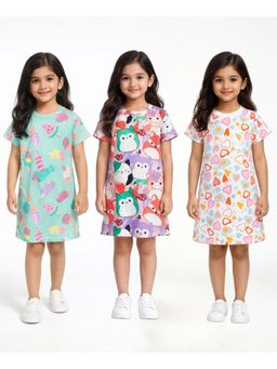 ANTHRILO - Icecream, Squishy And Summer Hearts Nightdress (Pack of 3)