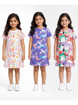 ANTHRILO - Summer Hearts, Unicorn Planet And Squishy Nightdress (Pack of 3)