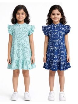 ANTHRILO - Football And Bow Girls Dresses (Pack of 2)