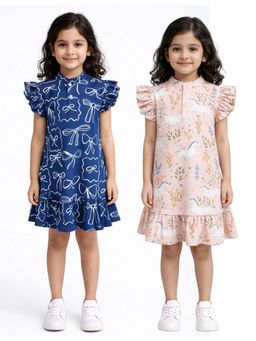 ANTHRILO - Bow And Unicorn Garden Girls Dresses (Pack of 2)