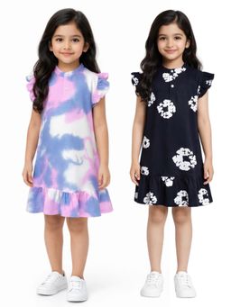 ANTHRILO - Tie Dye And Pop Girls Dresses (Pack of 2)