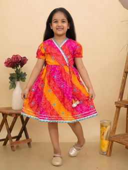 BownBee - Pure Cotton Printed Dress For Girls - Pink