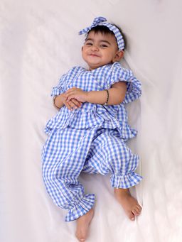 BownBee - Pure Cotton Check Co-Ord Set - Blue