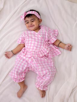 BownBee - Pure Cotton Check Co-Ord Set - Pink