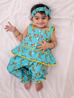 BownBee - Pure Cotton Printed Co-Ord Set - Blue