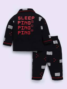 Clt.s - Black Cotton Printed Full Sleeve Shirt And Pyjama