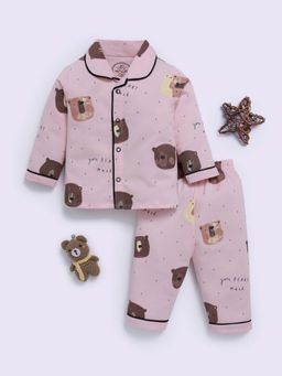Clt.s - Pink Cotton Printed Full Sleeve Shirt And Pyjama