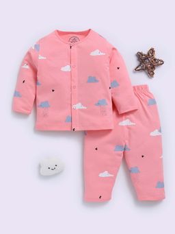 Clt.s - Pink Cotton Graphic Full Sleeve Shirt And Pyjama