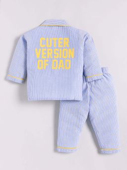 Clt.s - Blue Cotton Printed Full Sleeve Shirt And Pyjama