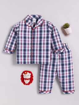 Clt.s - Blue Cotton Checked Full Sleeve Shirt And Pyjama