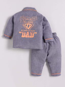 Clt.s - Grey Cotton Printed Full Sleeve Shirt And Pyjama