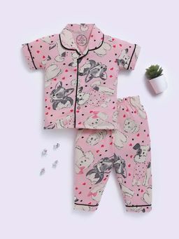 Clt.s - Pink Cotton Printed Half Sleeve Shirt And Pyjama