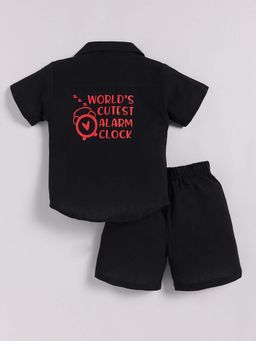Clt.s - Black Cotton Printed Half Sleeve Shirt And Shorts