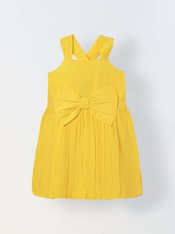 Spunkies - Girls Yellow Sleeveless A-Line Dress