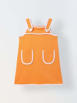 Spunkies - Girls Orange Solid Sleeveless A-Line Dress