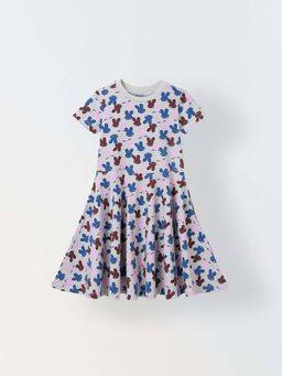 Spunkies - Girls Printed Round Neck Fit And Flare Dress