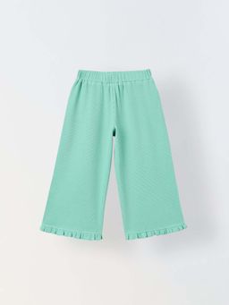 Spunkies - Girls Green Solid Elasticated Waist Trousers