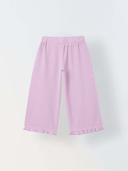 Spunkies - Girls Purple Solid Elasticated Waist Trousers
