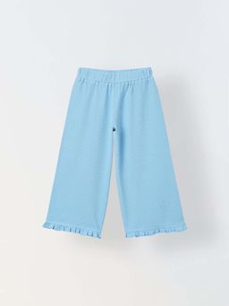 Spunkies - Girls Light Blue Solid Elasticated Waist Trousers