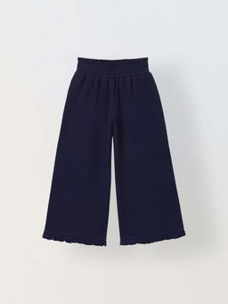 Spunkies - Girls Navy Blue Solid Elasticated Waist Trousers