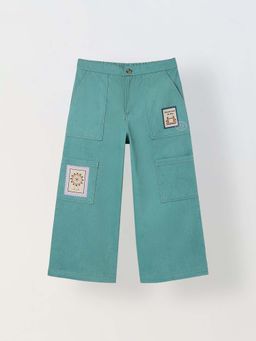 Spunkies - Girls Green Graphic Print Trousers