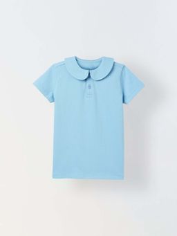 Spunkies - Girls Blue Solid Polo T-Shirt