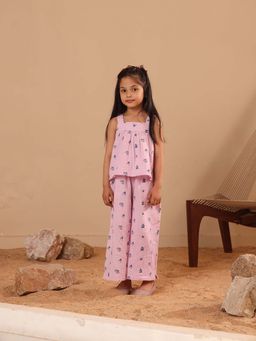 Spunkies - Girls Pink Printed Sleeveless Co-Ord Set