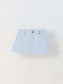 Spunkies - Girls Blue Solid Button And Zip Shorts