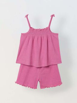Spunkies - Girls Pink Shoulder Straps Top And Shorts