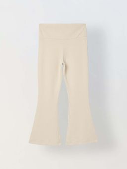 Spunkies - Girls Cream Textured Floral Elasticated Waist Trouser