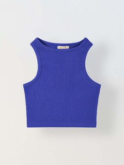 Spunkies - Girls Purple Solid Round Neck Sleeveless Tank T-Shirt