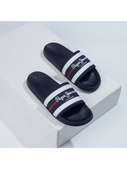 Pepe Jeans - Men Navy Blue Striped Slider with Arch Fit Footbed