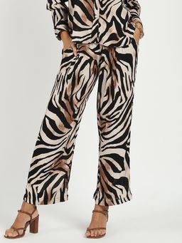 Global Republic - Womens Viscose Leopard Print Relaxed Fit Trouser