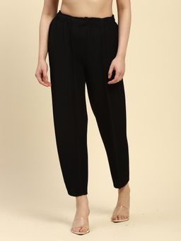 Global Republic - Womens Black Poly Blend All Over Pleats Loose Fit Trouser