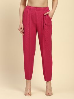 Global Republic - Womens Pink Poly Blend All Over Pleats Loose Fit Trouser