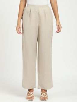 Global Republic - Womens Linen Solid Relaxed Fit Trouser