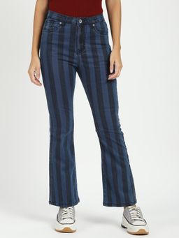 Global Republic - Womens Cotton Blend Stripes Bootcut Jeans