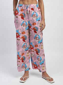 Global Republic - Womens Rayon Graphic Print Loose Fit Trouser