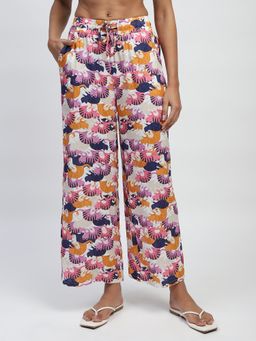 Global Republic - Womens Rayon Abstract Print Loose Fit Trouser