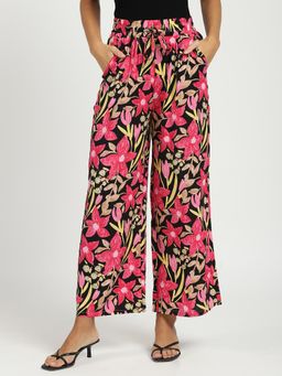 Global Republic - Womens Rayon Floral Print Loose Fit Trouser