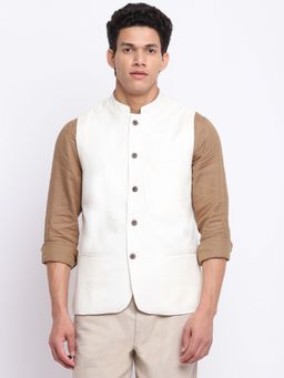 Fabindia - White Cotton Silk Checks Jackets
